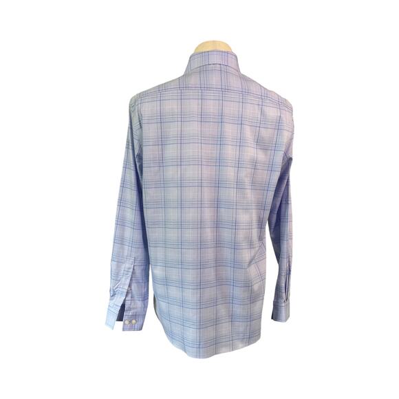 Michael Kors XL Blue Plaid Dress Shirt Men’s Button-Up Long Sleeve - Picture 10 of 10